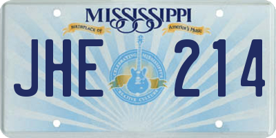 MS license plate JHE214
