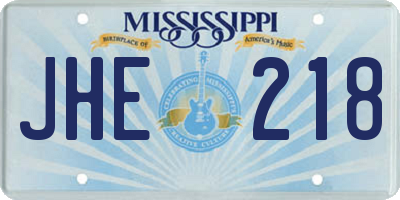 MS license plate JHE218