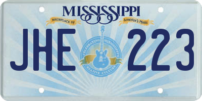 MS license plate JHE223