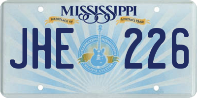 MS license plate JHE226