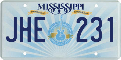 MS license plate JHE231