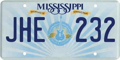 MS license plate JHE232