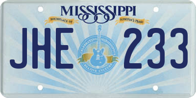 MS license plate JHE233