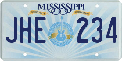MS license plate JHE234