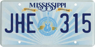 MS license plate JHE315
