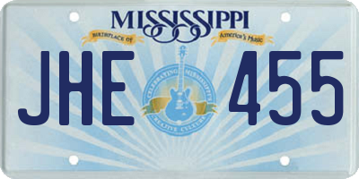 MS license plate JHE455