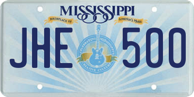 MS license plate JHE500
