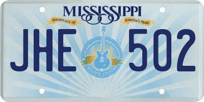 MS license plate JHE502