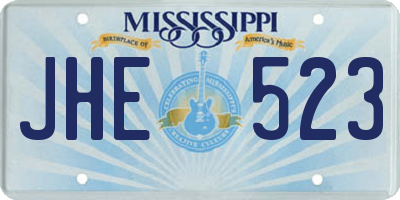 MS license plate JHE523