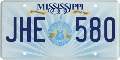 MS license plate JHE580