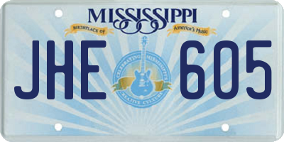 MS license plate JHE605