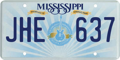 MS license plate JHE637