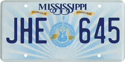 MS license plate JHE645