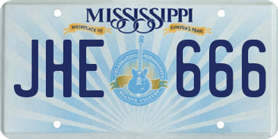 MS license plate JHE666