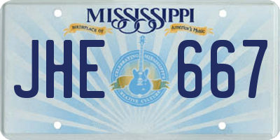 MS license plate JHE667