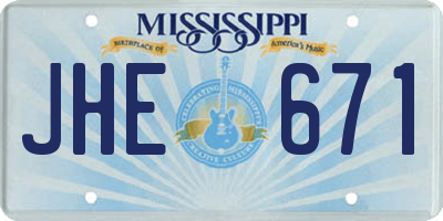 MS license plate JHE671