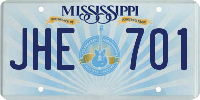 MS license plate JHE701