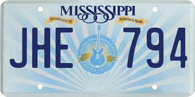 MS license plate JHE794