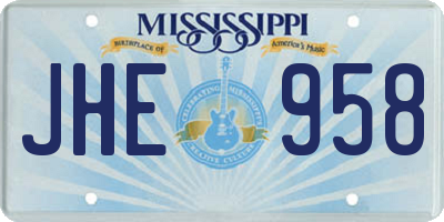 MS license plate JHE958