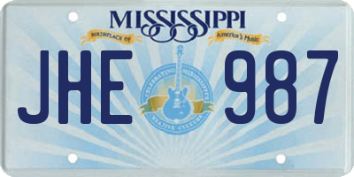 MS license plate JHE987