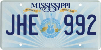 MS license plate JHE992