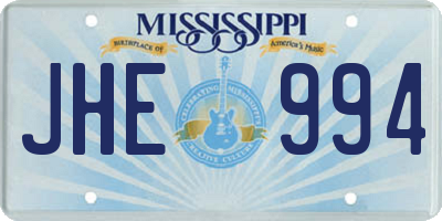 MS license plate JHE994
