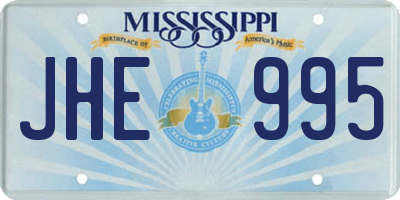 MS license plate JHE995
