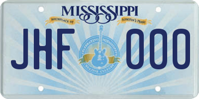 MS license plate JHF000