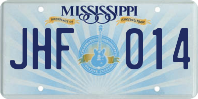 MS license plate JHF014