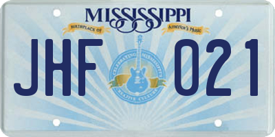 MS license plate JHF021