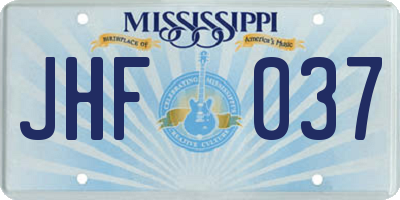 MS license plate JHF037