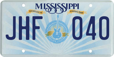 MS license plate JHF040
