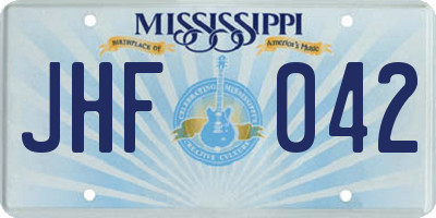 MS license plate JHF042