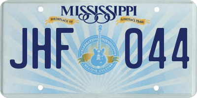 MS license plate JHF044