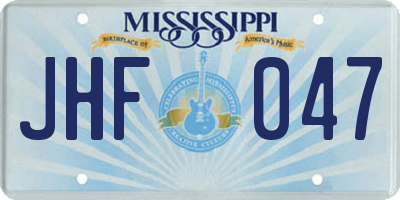 MS license plate JHF047