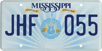 MS license plate JHF055