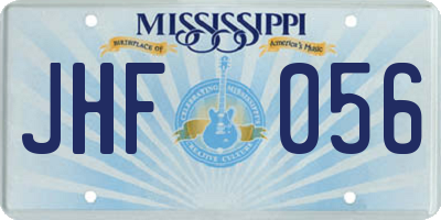 MS license plate JHF056