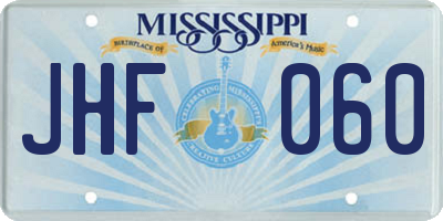 MS license plate JHF060