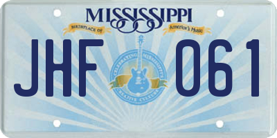 MS license plate JHF061