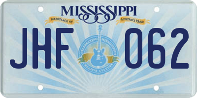 MS license plate JHF062