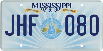 MS license plate JHF080
