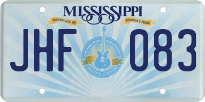 MS license plate JHF083