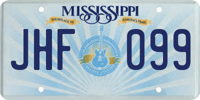 MS license plate JHF099
