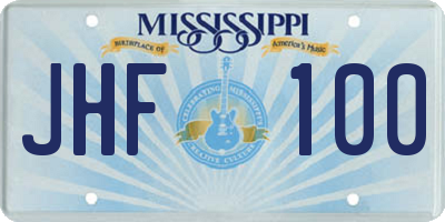 MS license plate JHF100