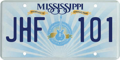 MS license plate JHF101
