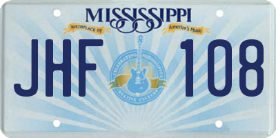 MS license plate JHF108