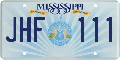 MS license plate JHF111