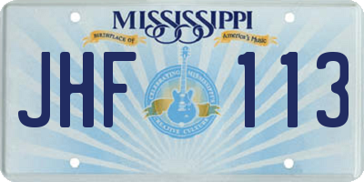 MS license plate JHF113