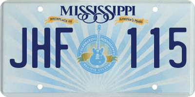 MS license plate JHF115