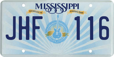 MS license plate JHF116